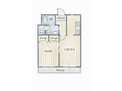 ラフォーレ中里(1LDK/1階)の間取り写真