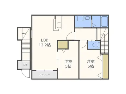 G.L.KAHITO(2LDK/2階)の間取り写真