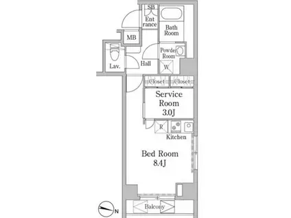 ヴァンクール岩本町VAINQUEUR IWAMOTOCHO(ワンルーム/3階)の間取り写真