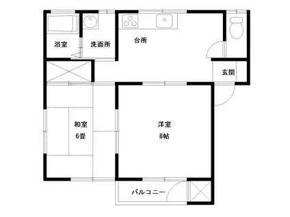 シャンドールB(2DK/2階)の間取り写真