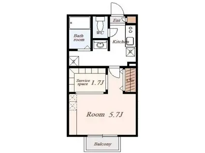 セレ北越谷(1SK/1階)の間取り写真