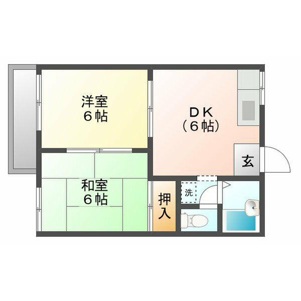 コートビレッジ藤山台(2DK/2階)の間取り写真