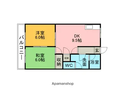 サンシャイン東刈谷(2DK/4階)の間取り写真