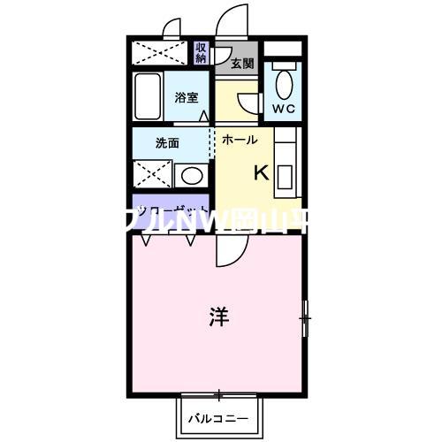 サンライズ富田(1K/1階)の間取り写真