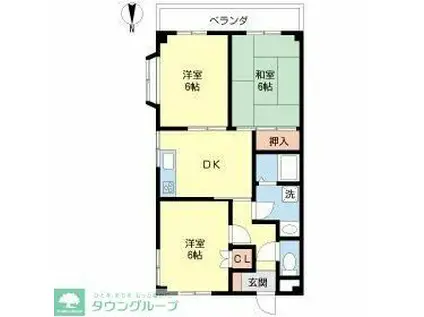 貸マンション 春日部市大沼3丁目(3DK/2階)の間取り写真