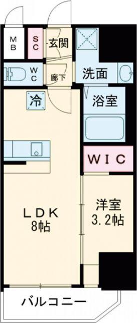 スワンズシティ神戸湊川II(1LDK/11階)の間取り写真