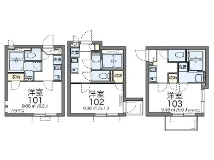 クレイノシンコーポ南烏山(1K/1階)の間取り写真