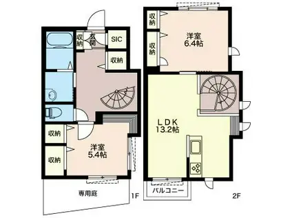 シュトラール(2LDK/1階)の間取り写真