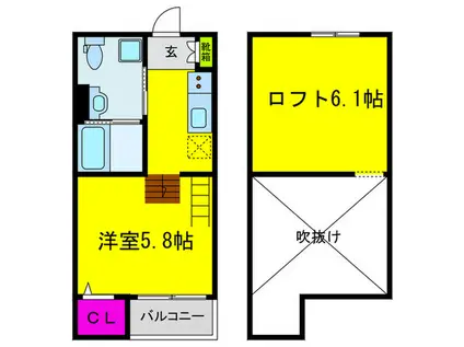 BUENO INICIO(ワンルーム/1階)の間取り写真