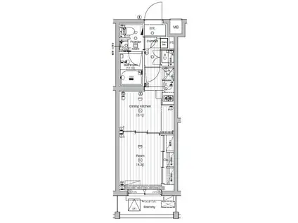 PREMIUM CUBE 世田谷MO(1DK/4階)の間取り写真