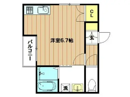 HERBEL FEIN(ワンルーム/2階)の間取り写真