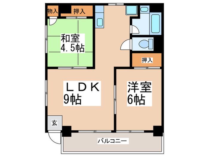 桜川青風ハイツ(2LDK/8階)の間取り写真