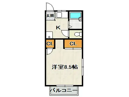 グランピア宝塚(1K/1階)の間取り写真