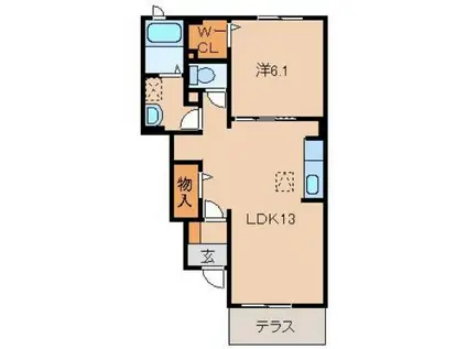 セレッソ・アンジュII(1LDK/1階)の間取り写真