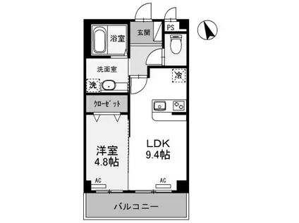 PLUS1(1LDK/3階)の間取り写真