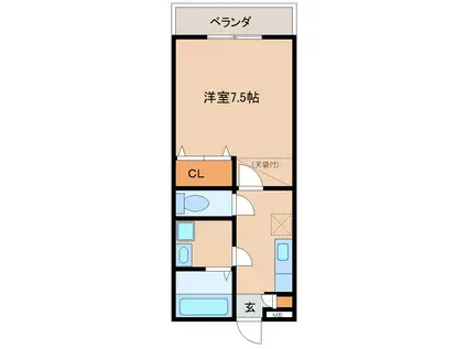 ブリーズベイヒルズ宇佐(1K/2階)の間取り写真