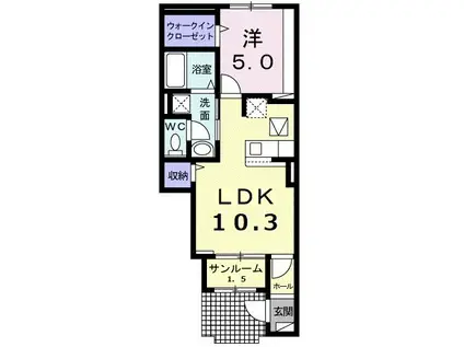 サヤーエ UI(1LDK/1階)の間取り写真