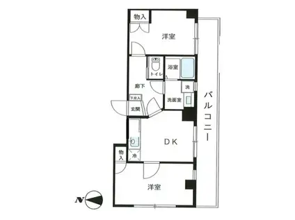 ぺリグリンアパートメント(2DK/4階)の間取り写真