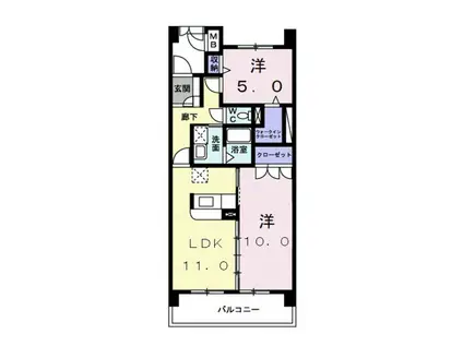 エクセレント・ヴィラ(2LDK/2階)の間取り写真