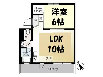 越谷団地(1LDK/1階)の間取り写真