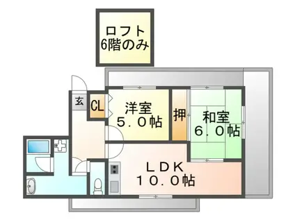 山田マンションビューテラス(2LDK/4階)の間取り写真