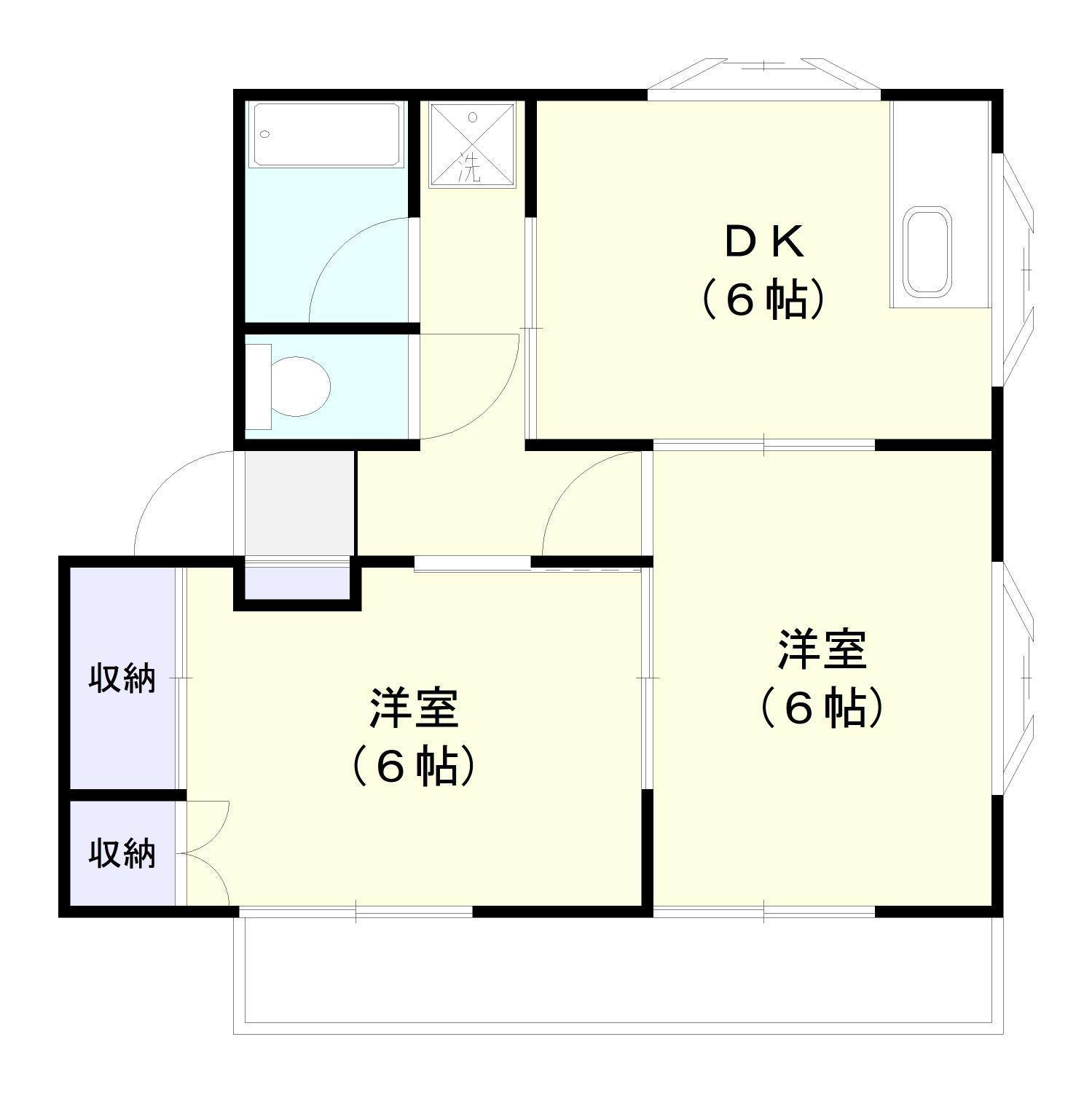 コーポ内野 C棟(2DK/2階)の間取り写真