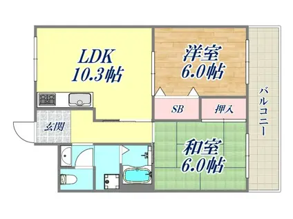 アビロード名神(2LDK/2階)の間取り写真