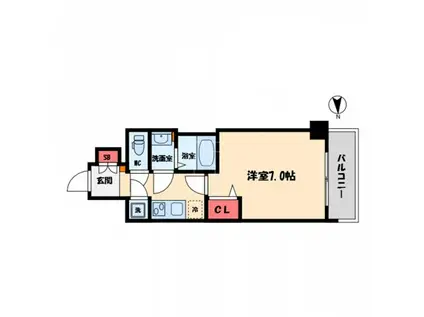 ファーストフィオーレ谷町六丁目フェリシア(1K/12階)の間取り写真