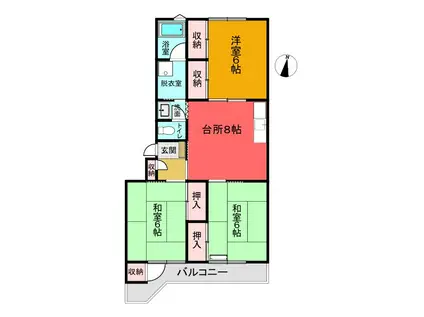 マンションツルマキ(3LDK/2階)の間取り写真