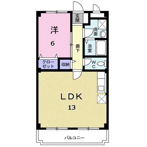 ニューマリッチハピネス(1LDK/2階)の間取り写真