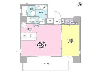 アイルズ東中野(1LDK/13階)の間取り写真