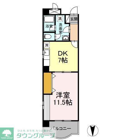 カラット中川(1DK/3階)の間取り写真