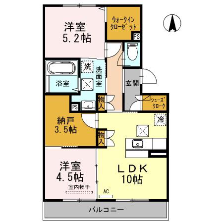 アーバン黒石(2SLDK/1階)の間取り写真
