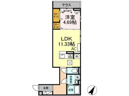 アナシエ亀有(1LDK/1階)の間取り写真