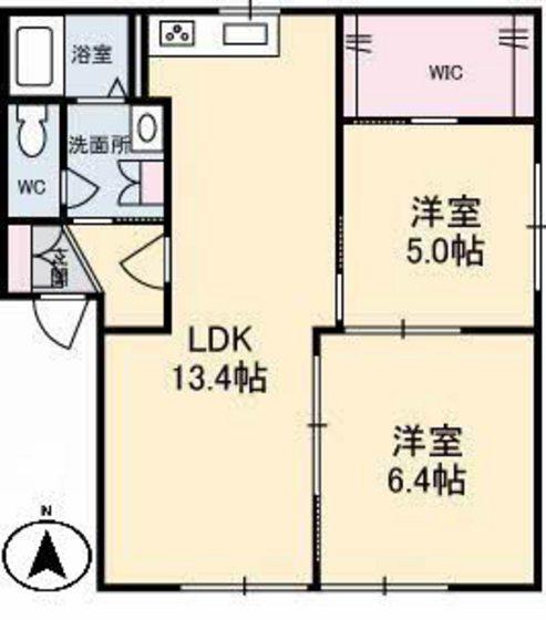 アブニール矢野東(2LDK/1階)の間取り写真