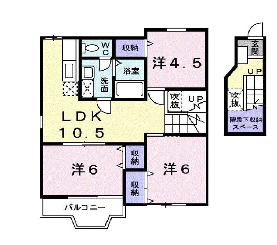 ラ・シェーヌ(3LDK/2階)の間取り写真