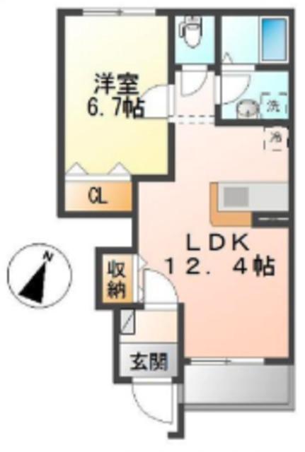 リバーサイド グリーン(1LDK/1階)の間取り写真
