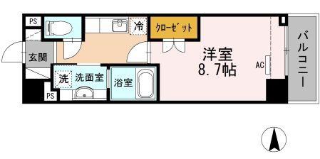 グランディーノ早稲田(1K/3階)の間取り写真