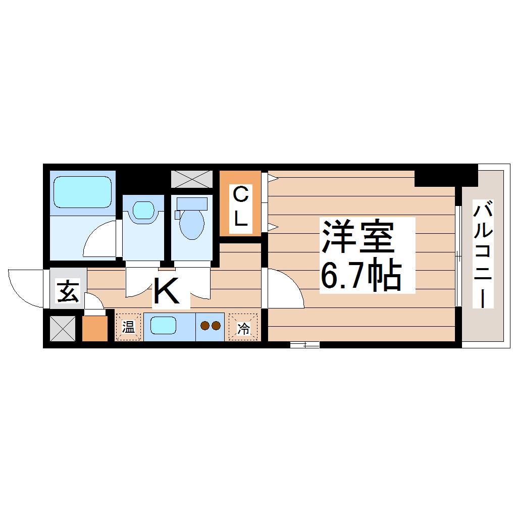 HF北四番丁レジデンス(1K/5階)の間取り写真