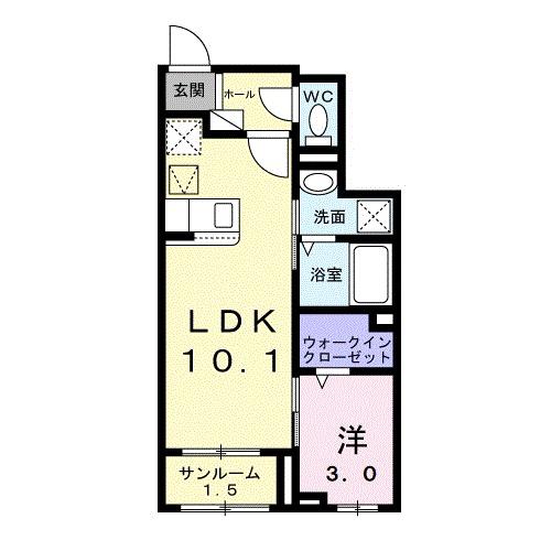 カーサ グラシオッソ 祇園 B(1LDK/1階)の間取り写真