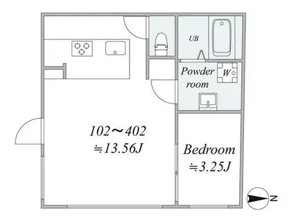 TRIAS315(1LDK/2階)の間取り写真