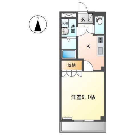 アーバンディアハイツ(1K/2階)の間取り写真