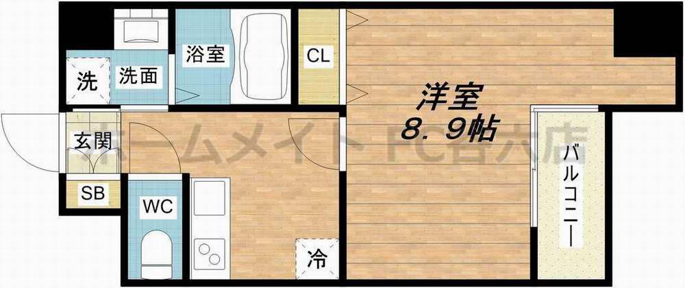 クレアート大手前グランアクシア(1K/6階)の間取り写真