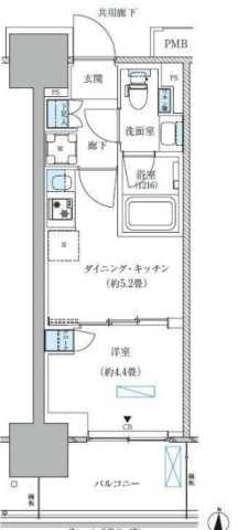 パークアクシス西大島コンフォートスクエア(1DK/11階)の間取り写真