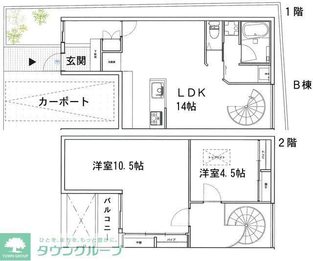 代官山メゾネット(2LDK/1階)の間取り写真