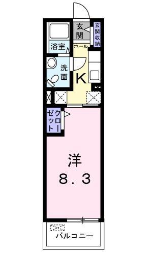 フライハイト(1K/2階)の間取り写真