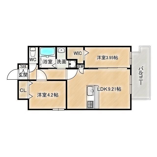 グランステディ城東中央(2LDK/3階)の間取り写真