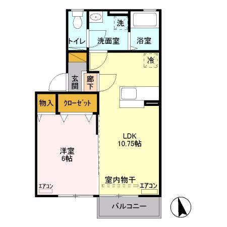 ボルテージ(1LDK/2階)の間取り写真