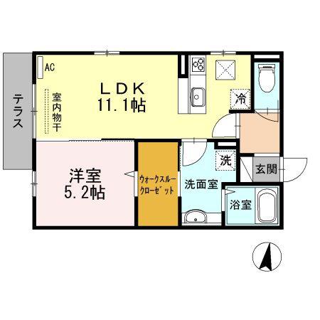 プランドール(1LDK/1階)の間取り写真