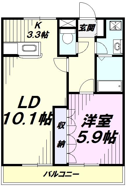 プランドール(1LDK/2階)の間取り写真